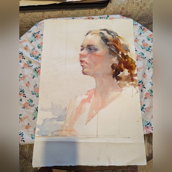 None Other - Watercolor painting melancholy girl